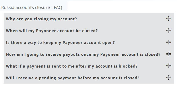 Payoneer закрывает счета для пользователей в России Payoneer закрывает счета для пользователей в России