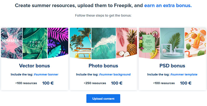 Условия акции в микростоке Freepik, чтобы получить 100 евро